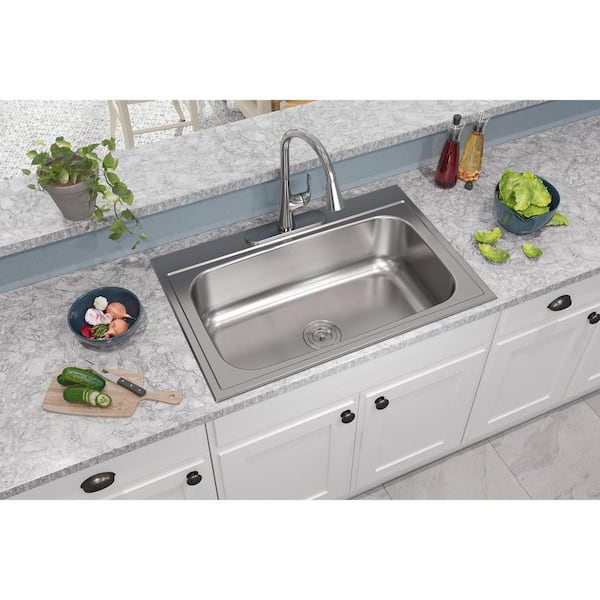 Parkway 33 in. Drop-in Single Bowl 20-Gauge Stainless Steel Kitchen Sink Only