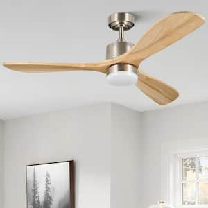 52 in. Indoor Brushed Nickel Standard Ceiling Fan with Dimmable Integrated LED and Remote Included