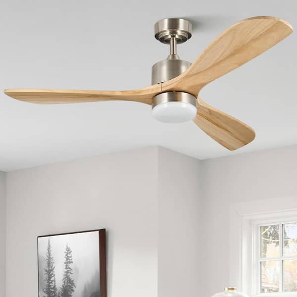 52 in. Indoor Brushed Nickel Standard Ceiling Fan with Dimmable Integrated LED and Remote Included