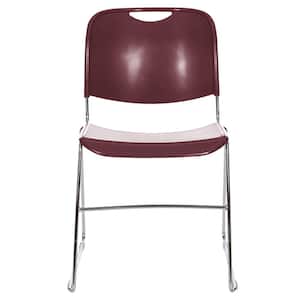 Naomi Premium Plastic Stackable Ergonomic Stack Chair in Wine/Chrome Frame Pack of 2