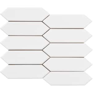 Elixir White Glossy 8.46 in. x 9.76 in. x 8mm Porcelain Mesh-Mounted Mosaic Tile (0.57 sq. ft.)