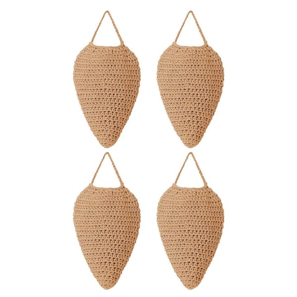 Outdoor Wasp Hornet Trap with Faux Nest Deterrent Crochet Cotton Nest Decoy Decoration 4-Pack for Patio Eaves