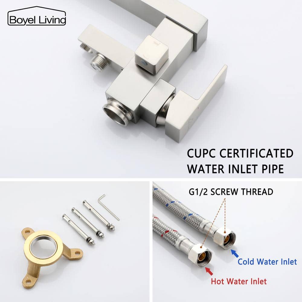 Brushed Nickel Modern Freestanding Tub Faucet with Hand Shower