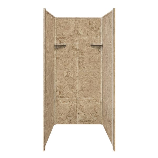 Transolid Studio 36 in. W x 72 in. H x 36 in. D 3-Piece Glue Up Alcove Shower Wall Surrounds in Sand Mountain