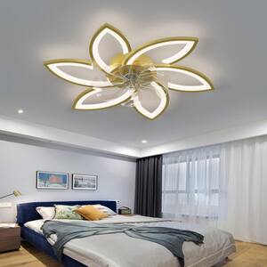 31 in. Indoor Gold Indoor Ceiling Fan with Adjustable White Integrated LED, Remote Included