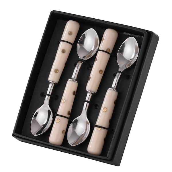 A&B Home 4-Piece Contemporary Silver, Ivory Steel Flatware Sets