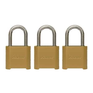 Outdoor Combination Padlock, 1-1/2 in Shackle, Resettable, 3 Pack