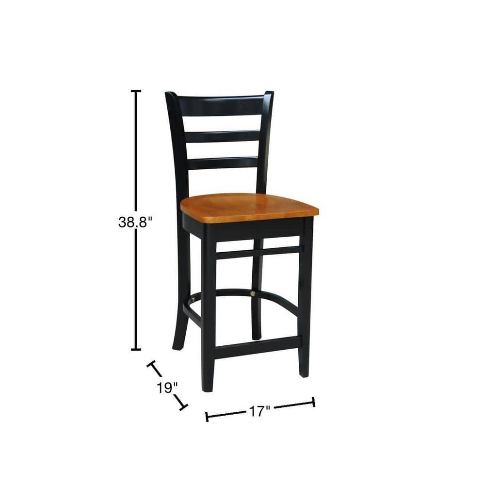 Emily Black and Cherry Wood Counter Height Barstool