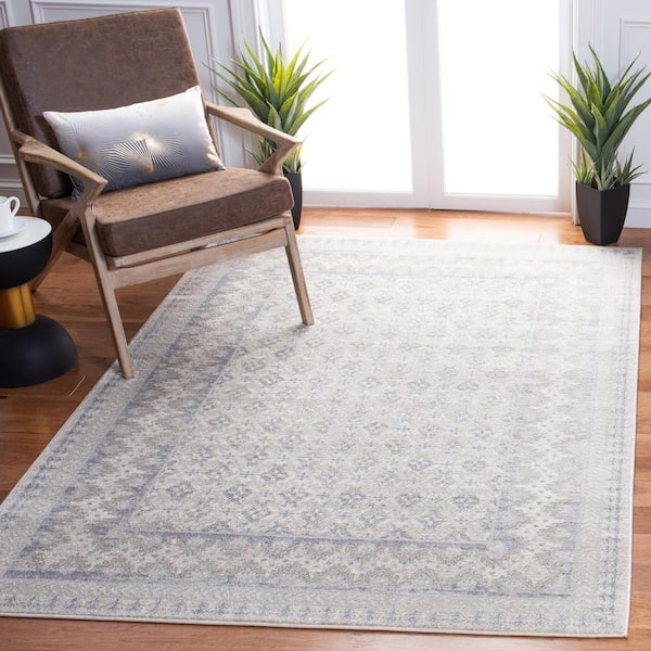 Brentwood Ivory/Gray 4 ft. x 6 ft. Multi-Border Geometric Area Rug
