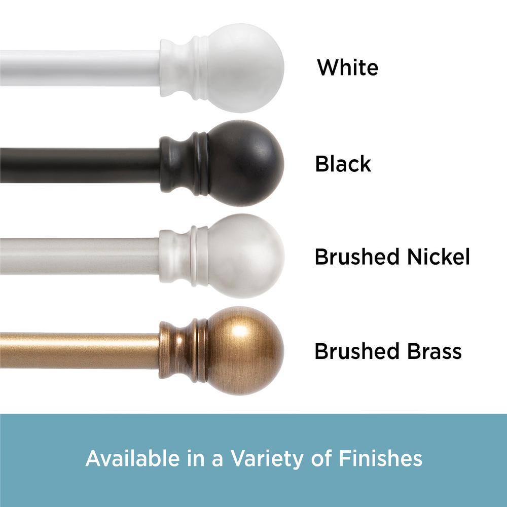 Brushed Nickel Adjustable Petite Café Curtain Rod with Ball Finials
