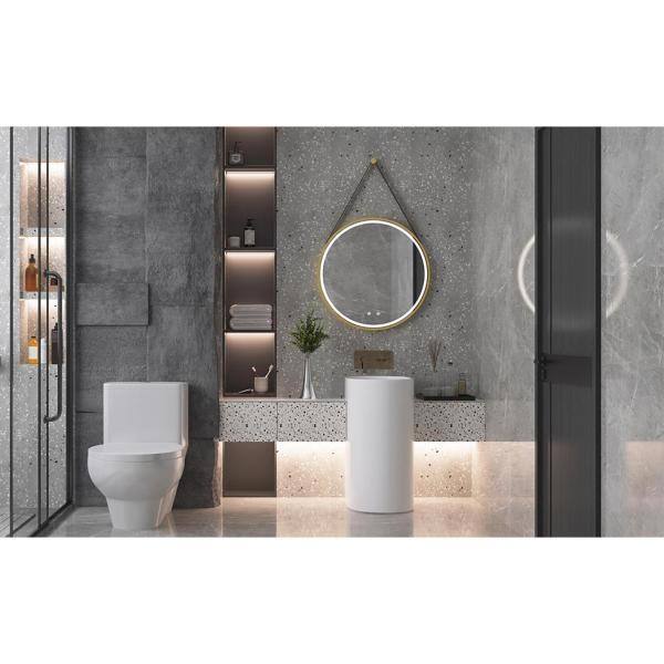 28 Inch Round RGB LED Backlit Bathroom Make-up Mirror Circle Wall Mounted Vanity Mirror with Memory Dimmable Light Anti-Fog,Touch Switch Decoration 