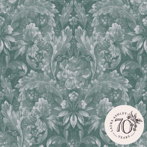 Laura Ashley Apolline Jade Green Removable Wallpaper Sample