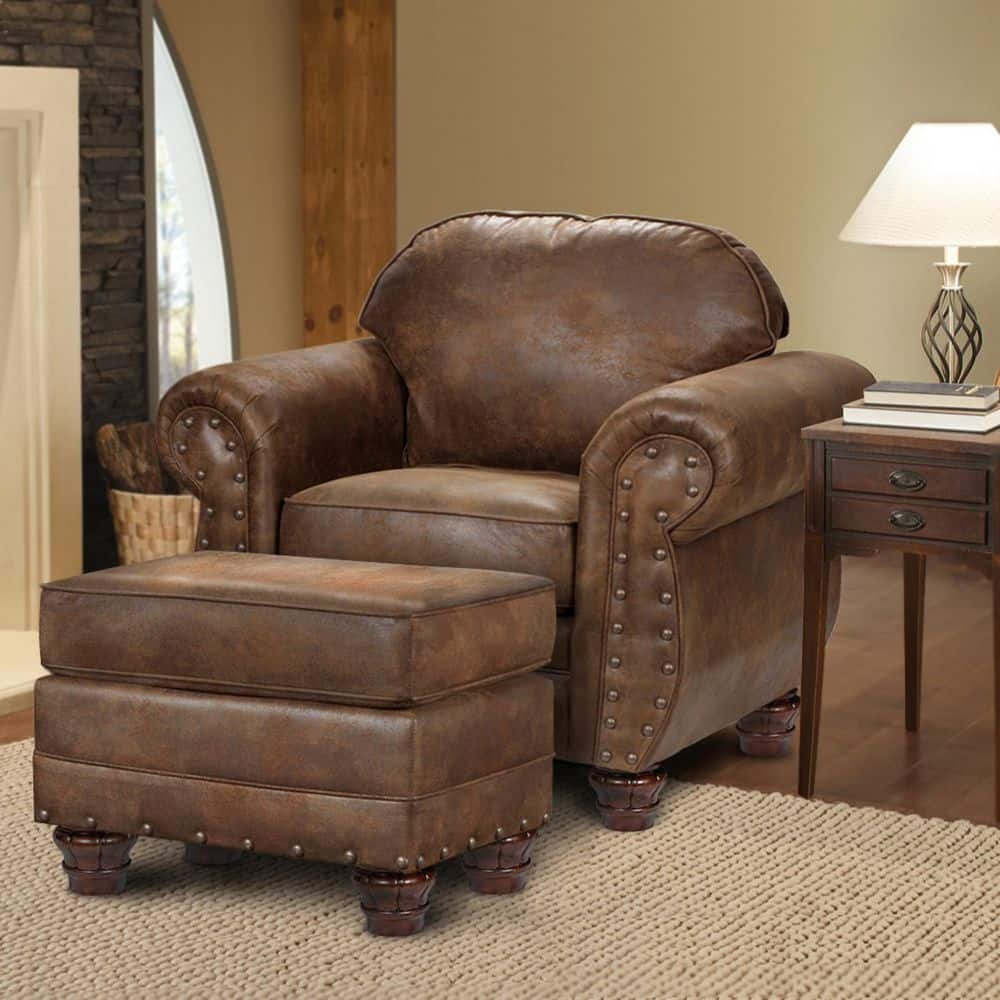 Sedona Brown Microfiber and Wood Accent Chair