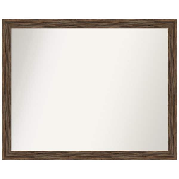Amanti Art Regis Barnwood Mocha Narrow 30.5 in. W x 24.5 in. H Rectangle Non-Beveled Wood Framed Wall Mirror in Brown