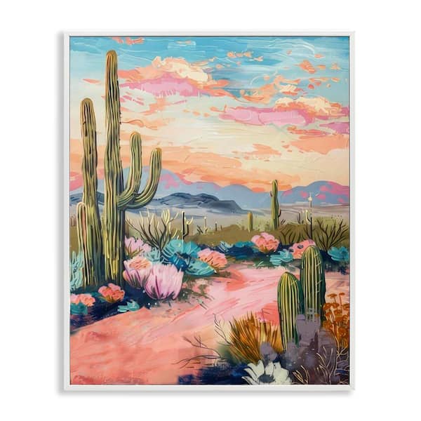 Stupell Industries Pink Desert Sunset by LSR Design Studio White Framed Nature Giclee Art Print 20 in. x 16 in.