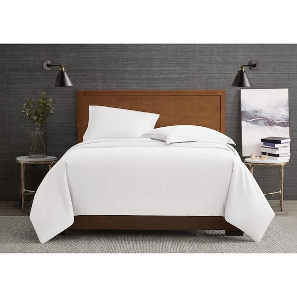London Fog Garment Wash Solid 3-Piece White Microfiber King Duvet Cover Set