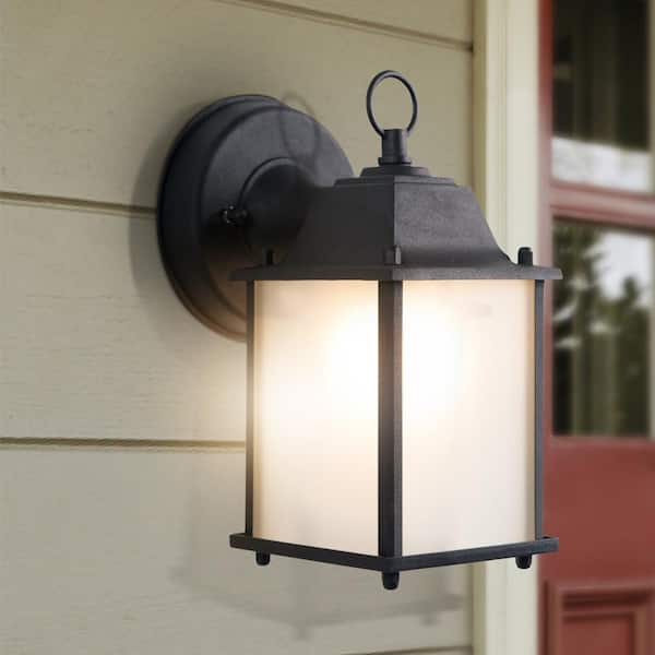 Tara Collection 1-Light Black Outdoor Wall Lantern Sconce