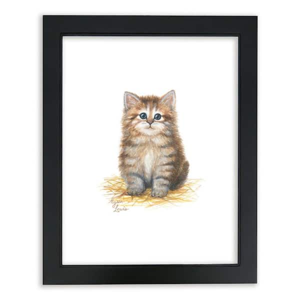 Unbranded Barnyard Littles "Kitten" by Alyssa Lewis Individual Black Framed Animal Art Print 24 in. x 18 in.