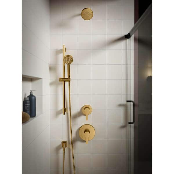 Elate 3-Spray Wall Mount Handheld Shower Head, 2.5 GPM in Vibrant Brushed Moderne Brass