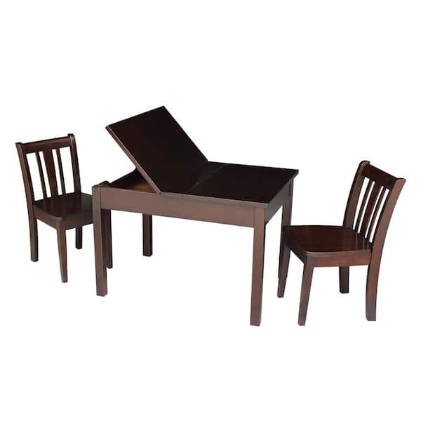 International Concepts Jorden Lift-top Storage 3-Piece Rich Mocha Kid's Table Set
