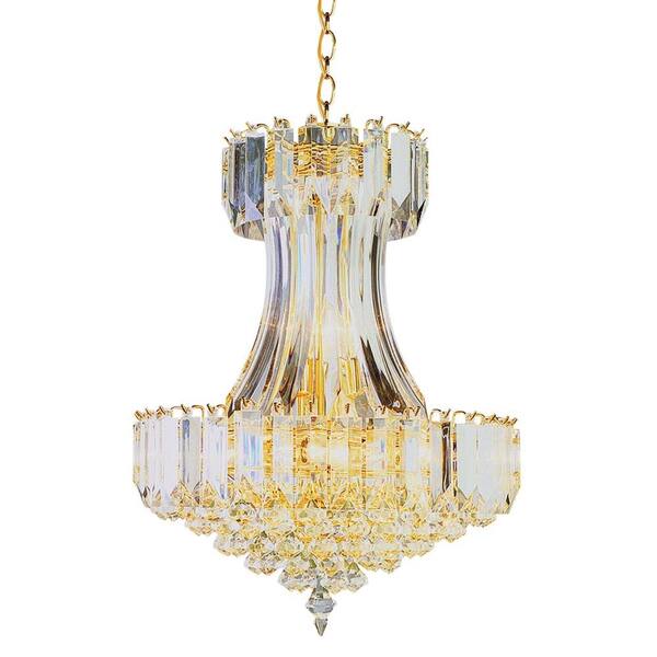 Bel Air Lighting Stewart 8-Light Polished Brass Chandelier with Beveled Acrylic Crystal Shades
