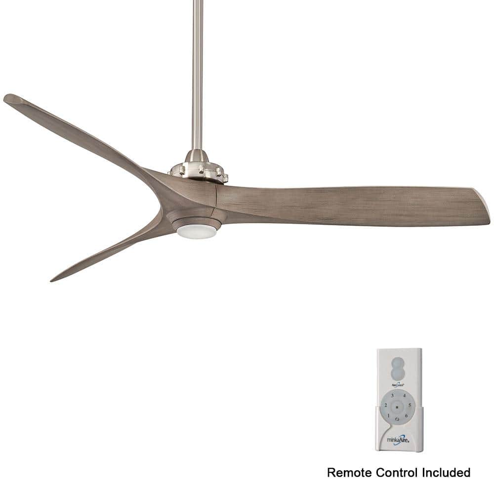 MINKA-AIRE Aviation 60 in. Integrated LED Indoor Brushed Nickel and Ash  Maple Ceiling Fan with Light with Remote Control F853L-BN/AMP The Home  Depot