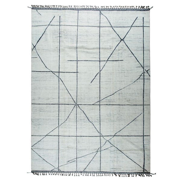 Beige 9 ft. x 13 ft. Hand-Knotted Wool Contemporary Marrakech Handspun, Luxurious Modern Rug for Living R, Area Rug