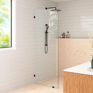 30 in. W x 78 in. H Single Panel Radius Fixed Frameless Shower Door