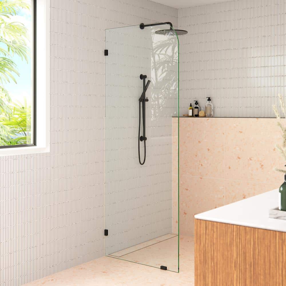 Solaris 36 in. x 78 in. Matte Black Frameless Glass Shower Panel