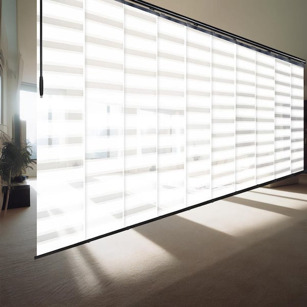 EMOH Spotlight 120 in. - 218 in. W x 94 in. L Adjustable 10-Panel Black Double Rail Panel Track with 23.5 in. Slates