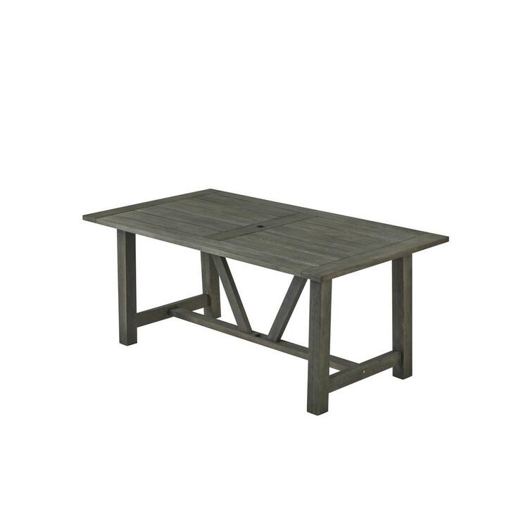 Best Quality Furniture Richard 38 in. Rustic Gray Acacia Wood Rectangle Standard Height Outdoor Dining Table