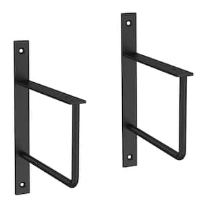 6 in. Matte Black Steel U-Shaped Decorative Shelf Bracket (2-Pack)