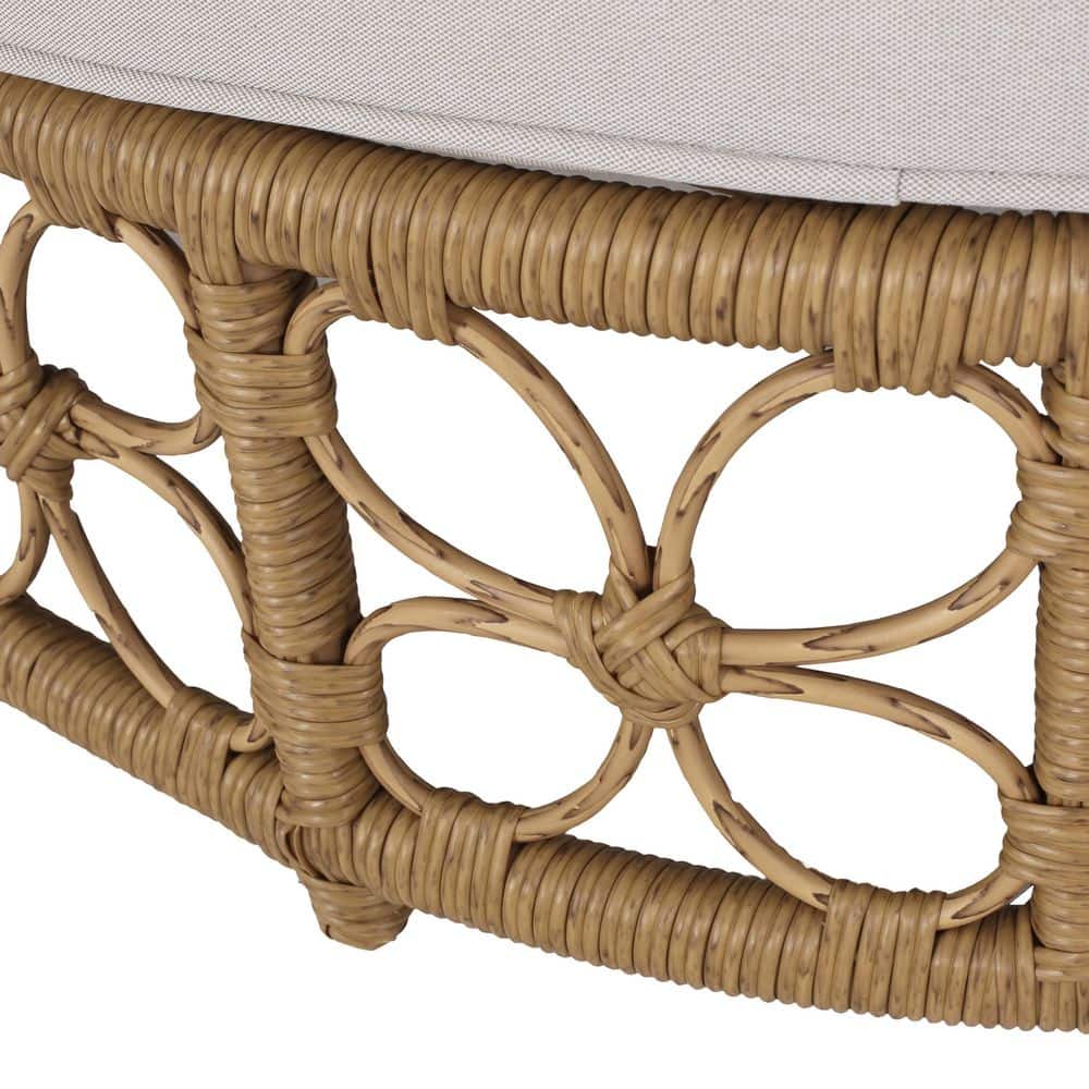 Stetson Beige and Light Brown Wicker Outdoor Daybed with Pillows
