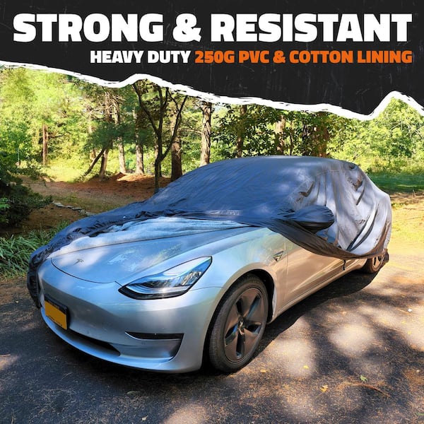 Mockins 190 in. x 75 in. x 60 in. Heavy Duty Waterproof Car Cover Thick 250g PVC Cotton Lined Medium Sedan