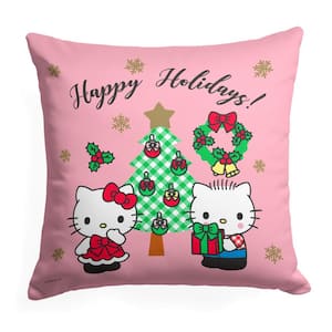 Hello Kitty Mistletoe Printed 18 in. x 18 in. Multi-Colored Throw Pillow