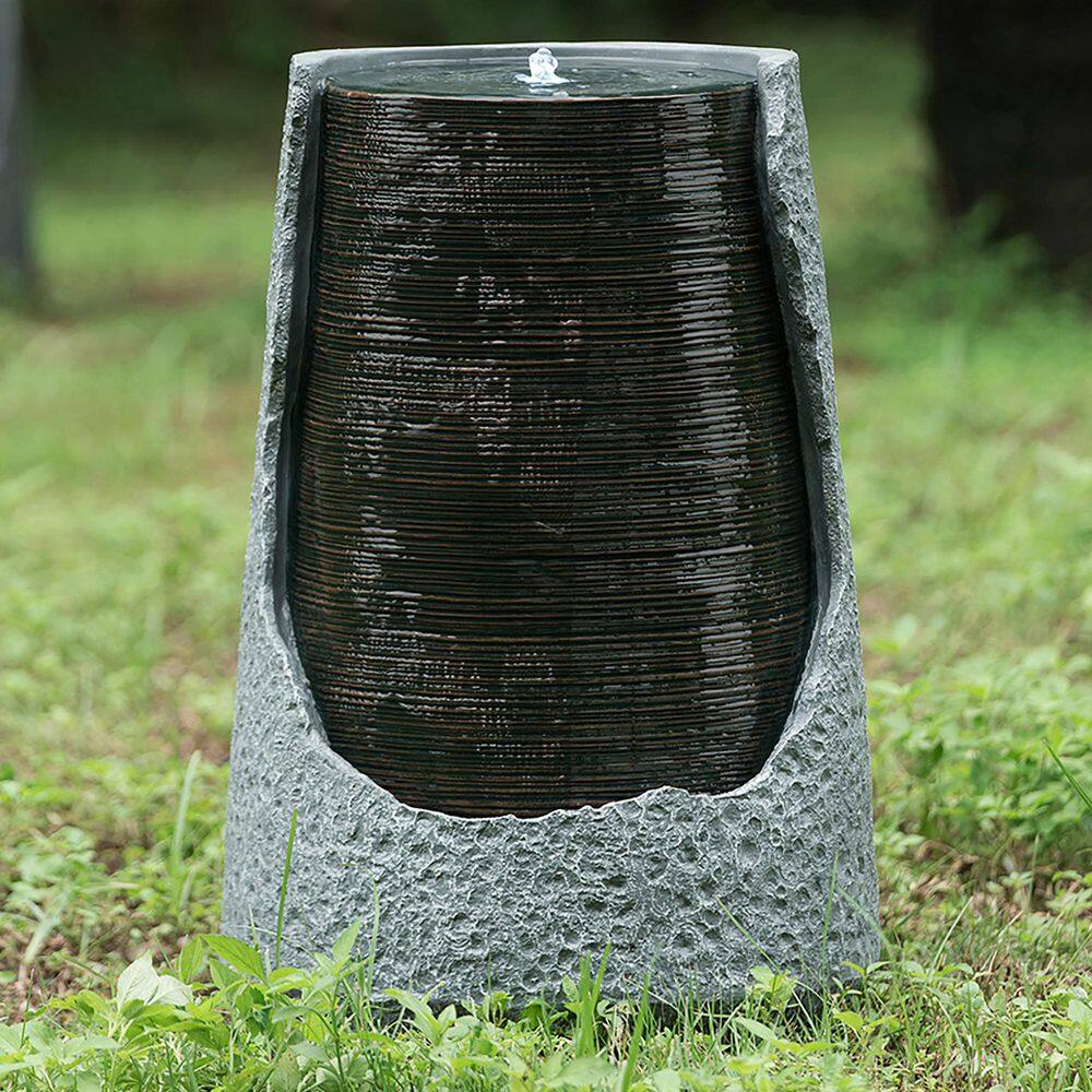 26 in. Gray Outdoor Polyresin Water Spitter Fountain with Light price history on PriceWatchPro