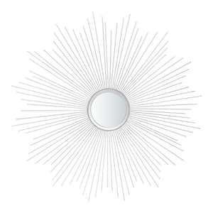 Large Sunburst Silver Novelty Mirror (40.8 in. H x 40.8 in. W)