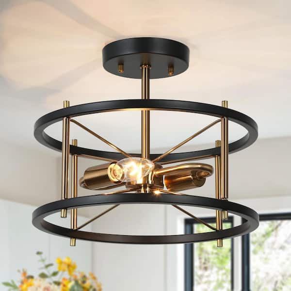 2-Light Flush Mount Ceiling Light Fixtures, 2-Pack Farmhouse Black Ceiling Light