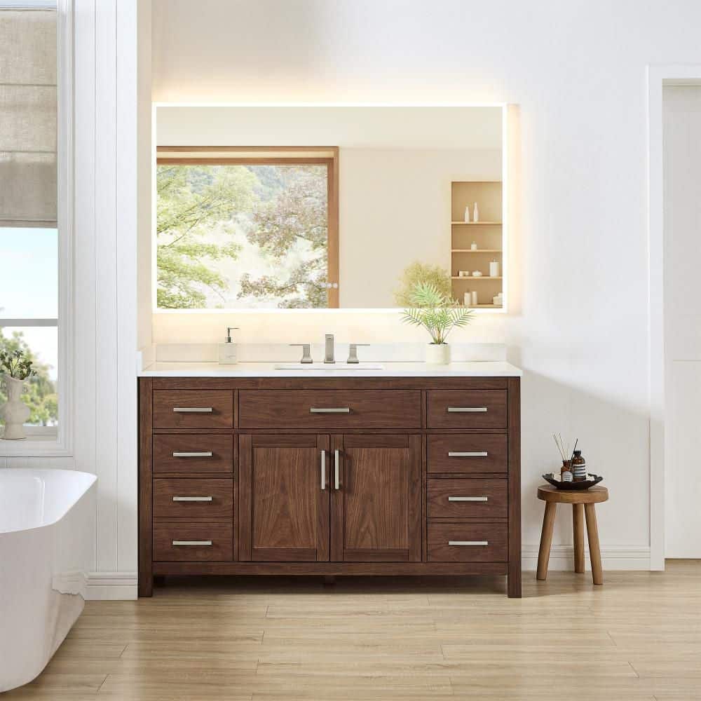 Beckett 60 in. Single Freestanding Dark Walnut Bath Vanity with Top price history on PriceWatchPro