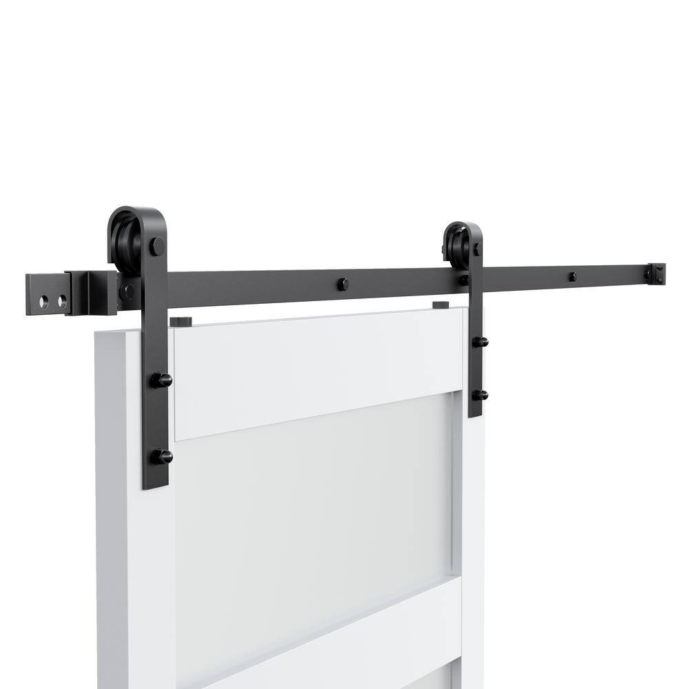 Gray Frosted Glass and MDF Sliding Barn Door with Hardware Kit