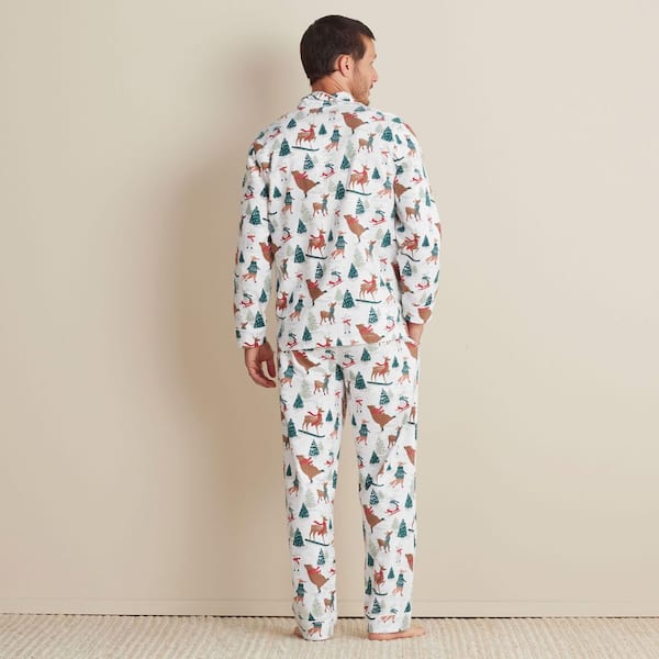 Company Cotton Family Flannel Sleep And Access Men's Large White Multi Pajama Set