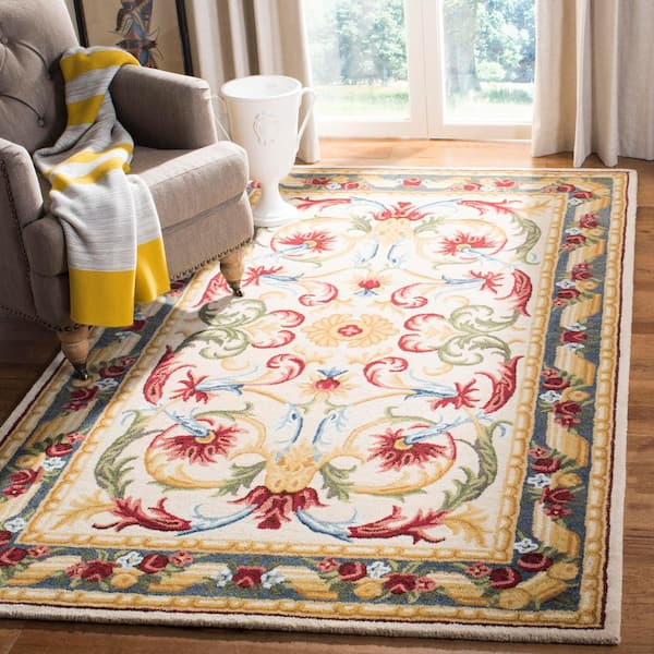 Blossom 6 ft. x 6 ft. Ivory/Green Floral Oriental Square Area Rug