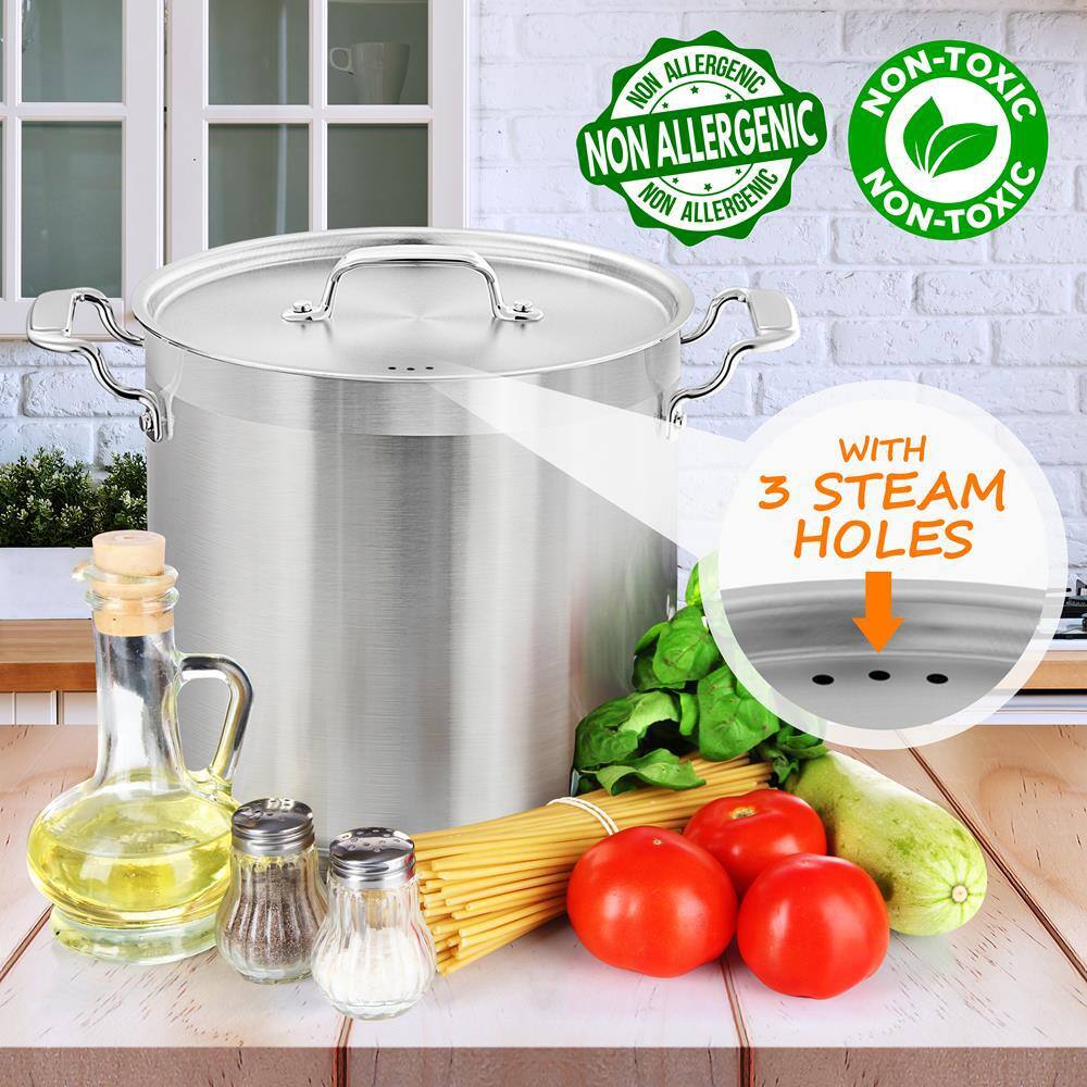 NutriChef 20 Quart Stainless Steel Induction Stockpot with Lid