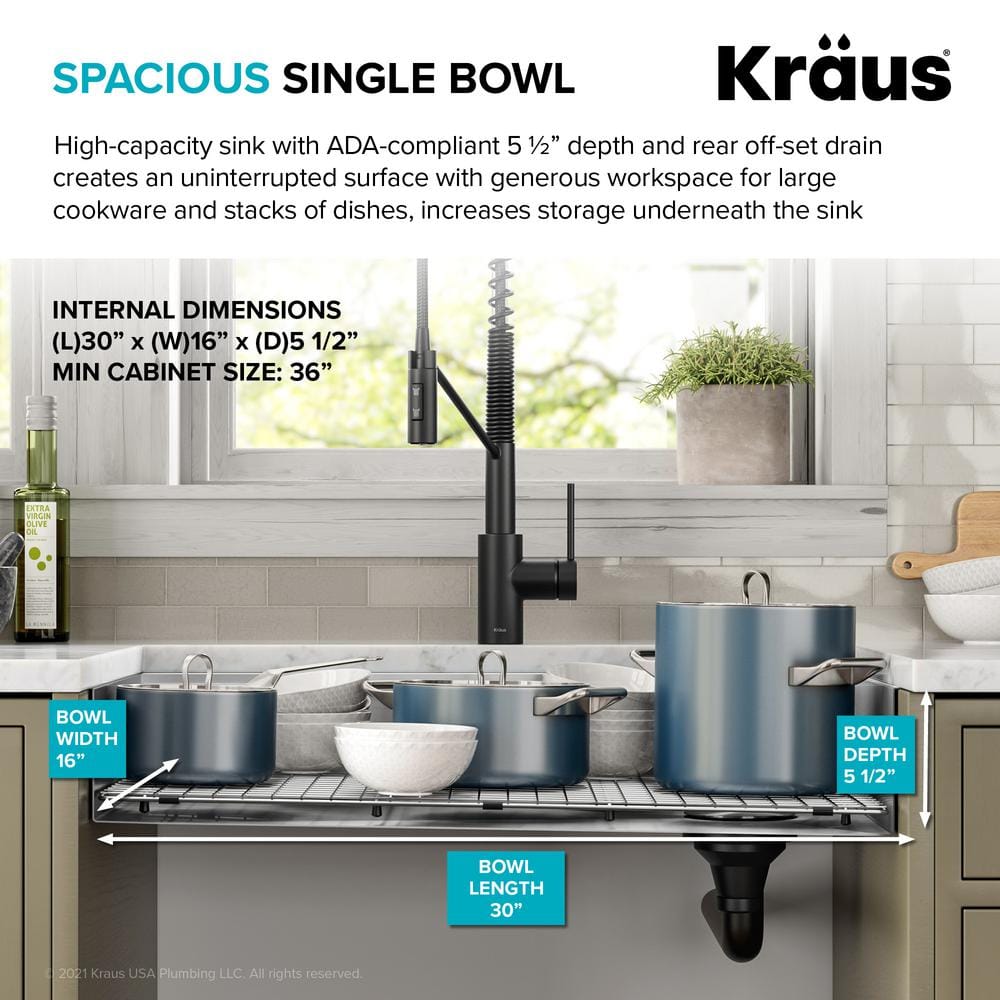 Kore 32" Stainless Steel Drop-in Single Bowl Kitchen Sink with Accessories
