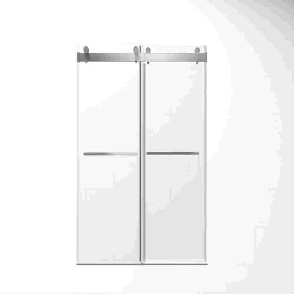 Xspracer Moray 68 in. to 72 in. W x 76 in. H Double Sliding Frameless Tempered Glass Shower Door in Chrome with Clear Glass