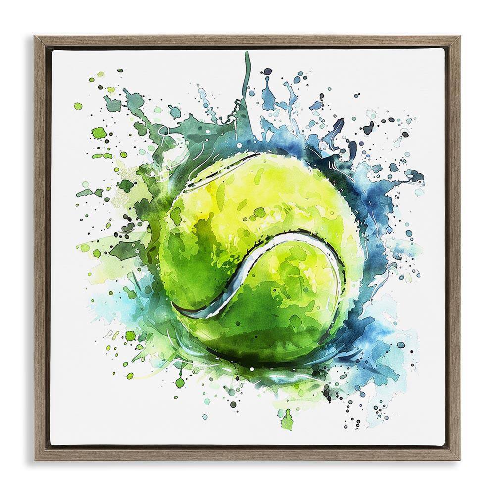Tennis Ball Bright Splash by LSR Design Studio Brown Floater Frame Sports Graphic Art Print 18 in. x 18 in. price history on PriceWatchPro