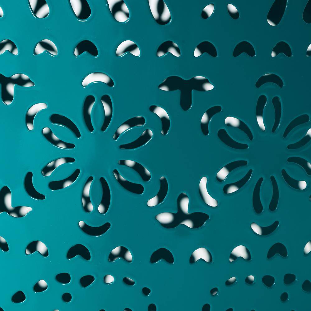 Teal 12" Iron Lace-Cut Outdoor Side Table