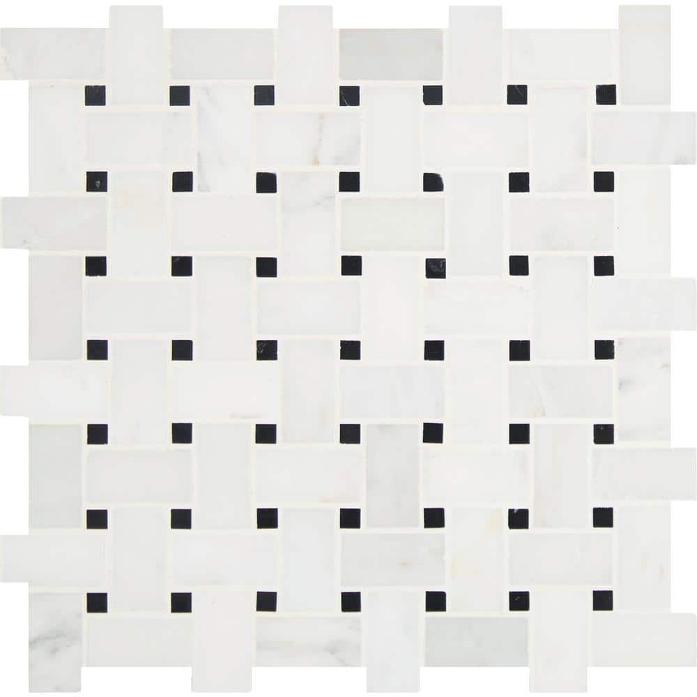 Greecian White Basket Weave 4 in. x 4 in. x 10 mm Honed Marble Mesh-Mounted Mosaic Tile - 4 in. x 4 in. Tile Sample price history on PriceWatchPro