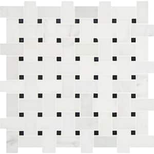 Greecian White Basket Weave 12 in. x 12 in. x 10mm Honed Marble Mesh-Mounted Mosaic Tile (10 sq. ft. / case)