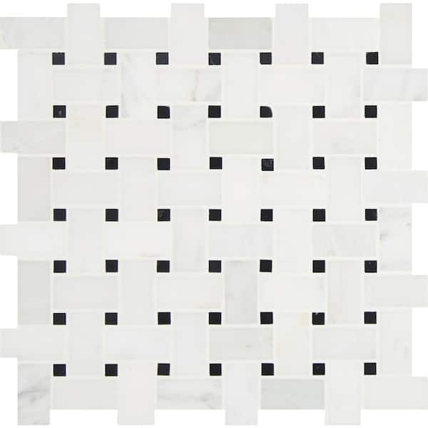 MSI Greecian White Basket Weave 12 in. x 12 in. x 10mm Honed Marble Mesh-Mounted Mosaic Tile (10 sq. ft. / case)